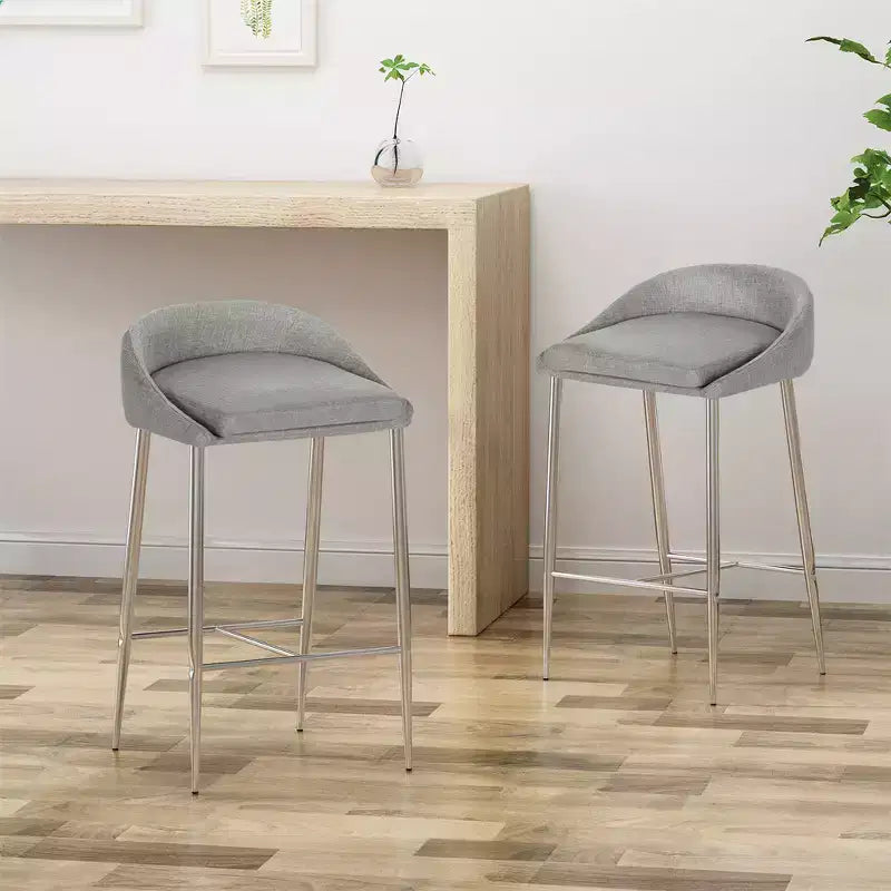 Sgabelli da Bar, Set di 2 Sgabelli da Bancone, Sedute con Finitura Cromata per Sala da Pranzo, Angolo Colazione, Isola della Cucina, Bar, Soggiorno