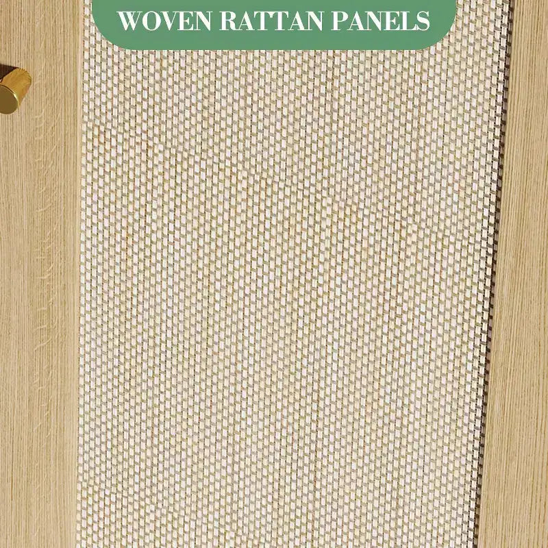 Dispensa da cucina alta 70 pollici, armadio contenitore indipendente con ante in rattan