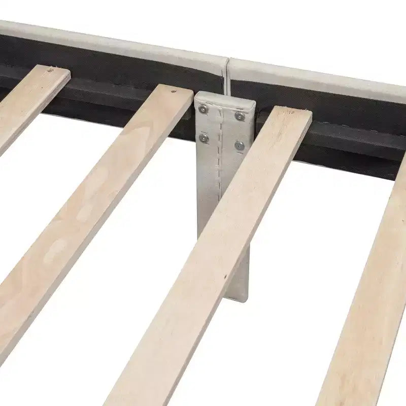 Letto a piattaforma imbottito singolo con 2 cassetti portaoggetti, struttura letto singola in legno per camera da letto