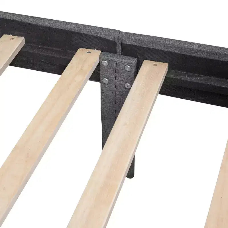 Letto a piattaforma imbottito singolo con 2 cassetti portaoggetti, struttura letto singola in legno per camera da letto