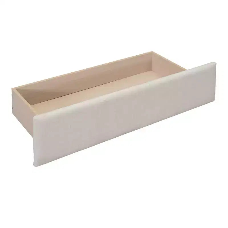 Letto a piattaforma imbottito singolo con 2 cassetti portaoggetti, struttura letto singola in legno per camera da letto