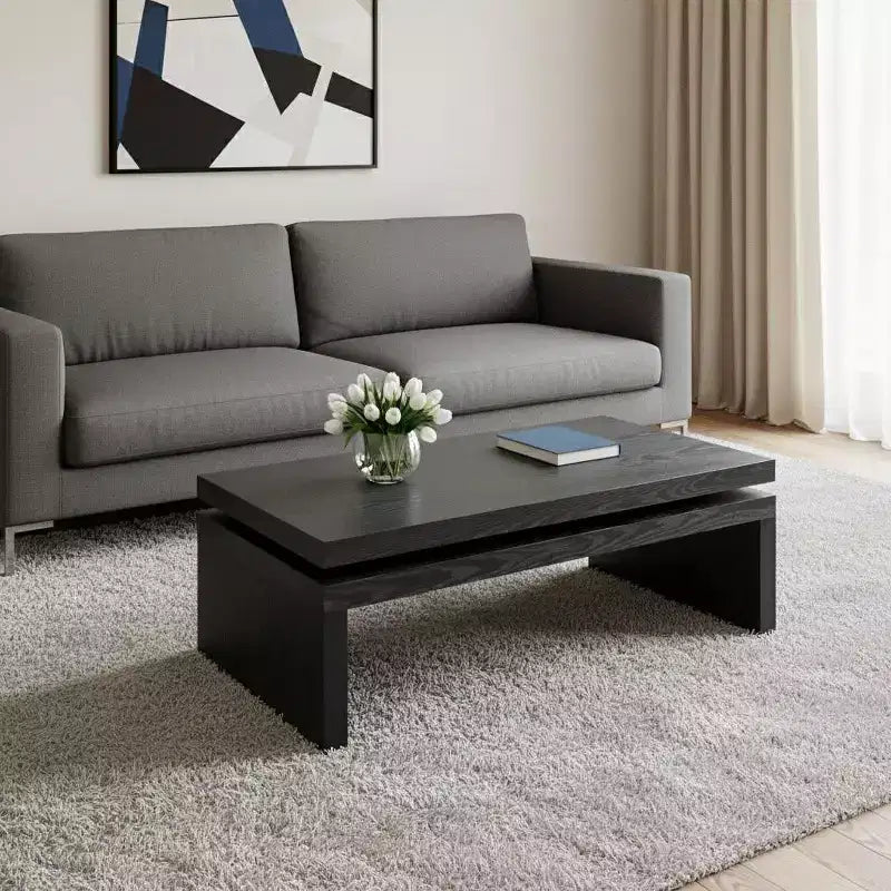 HomeRoots 48 Tavolino con cornice galleggiante in legno nero