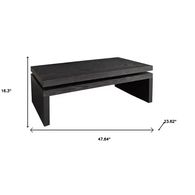 HomeRoots 48 Tavolino con cornice galleggiante in legno nero