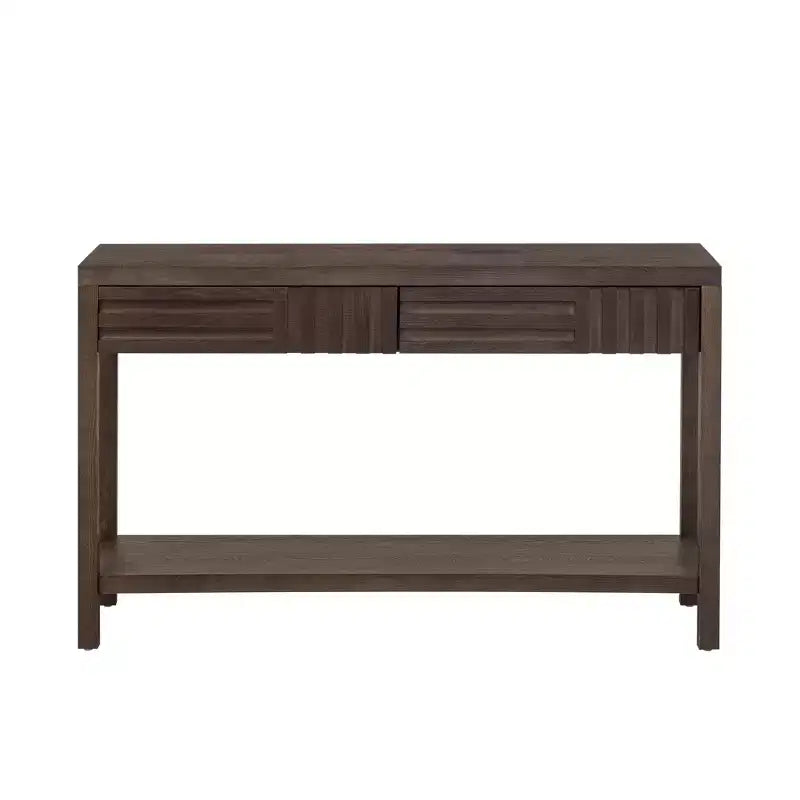 Consolle in legno con contenitore, tavolo d'ingresso moderno con design a righe per soggiorno e studio