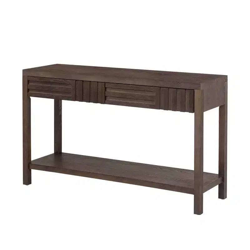 Consolle in legno con contenitore, tavolo d'ingresso moderno con design a righe per soggiorno e studio