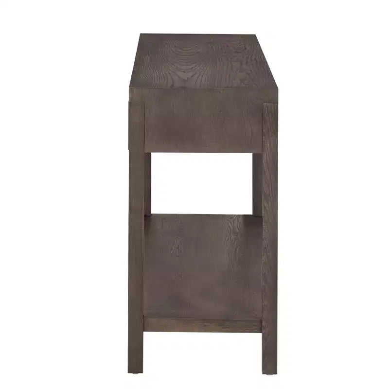 Consolle in legno con contenitore, tavolo d'ingresso moderno con design a righe per soggiorno e studio