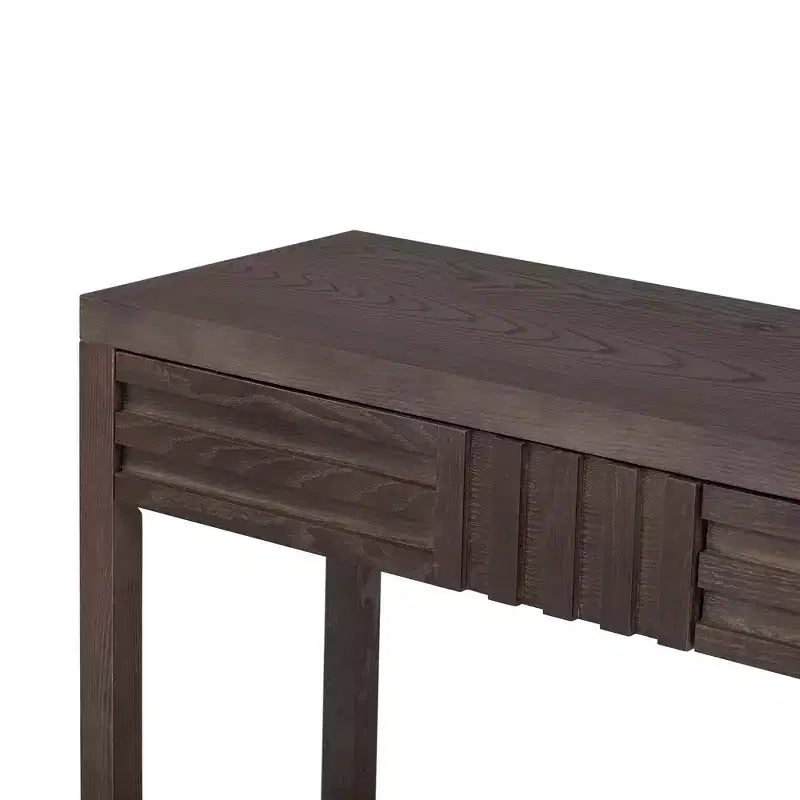 Consolle in legno con contenitore, tavolo d'ingresso moderno con design a righe per soggiorno e studio