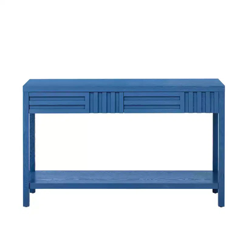 Consolle in legno con contenitore, tavolo d'ingresso moderno con design a righe per soggiorno e studio