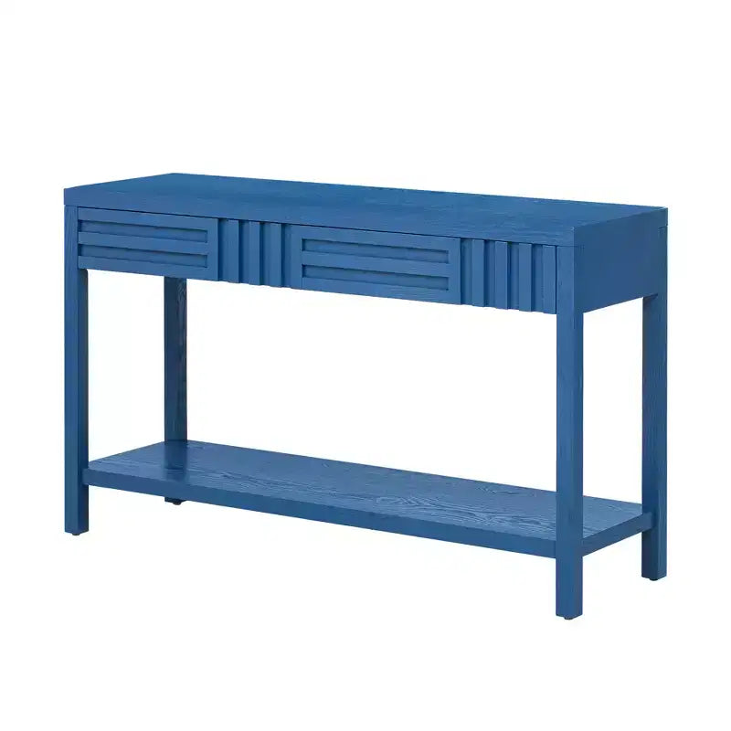 Consolle in legno con contenitore, tavolo d'ingresso moderno con design a righe per soggiorno e studio