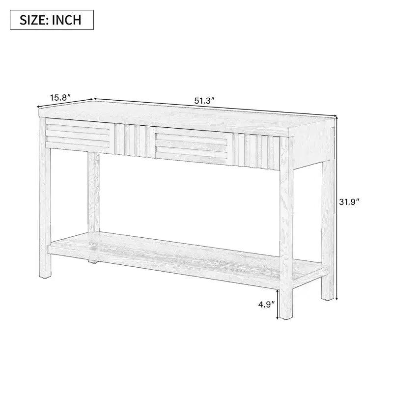 Consolle in legno con contenitore, tavolo d'ingresso moderno con design a righe per soggiorno e studio
