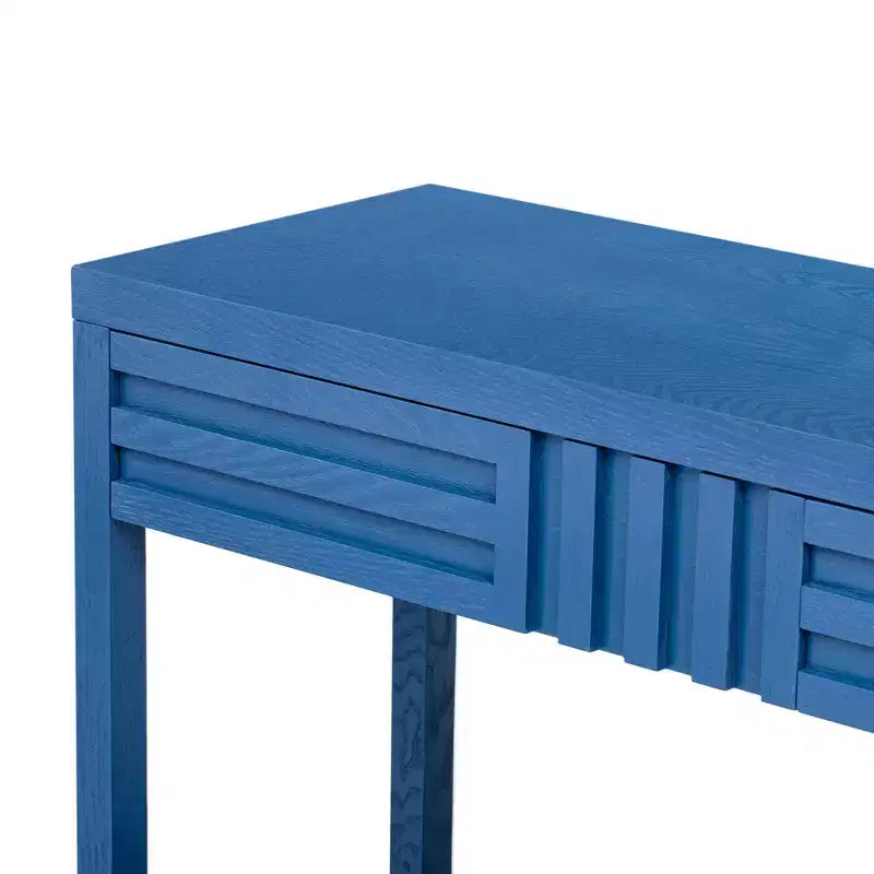 Consolle in legno con contenitore, tavolo d'ingresso moderno con design a righe per soggiorno e studio