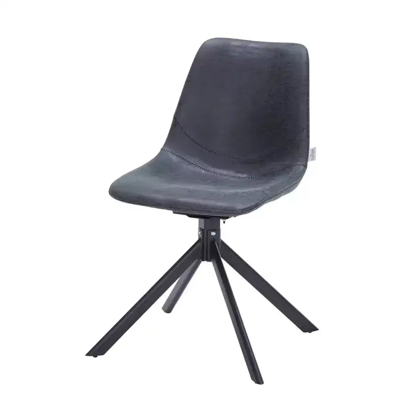 LeisureMod Markley Sedia da Pranzo Girevole in Pelle con Robuste Gambe in Ferro, Comoda Sedia Accent per Cucina, Sala da Pranzo o Ufficio, Set da 4