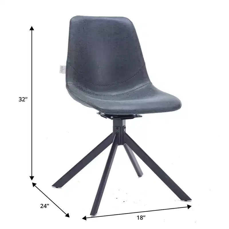 LeisureMod Markley Sedia da Pranzo Girevole in Pelle con Robuste Gambe in Ferro, Comoda Sedia Accent per Cucina, Sala da Pranzo o Ufficio, Set da 4