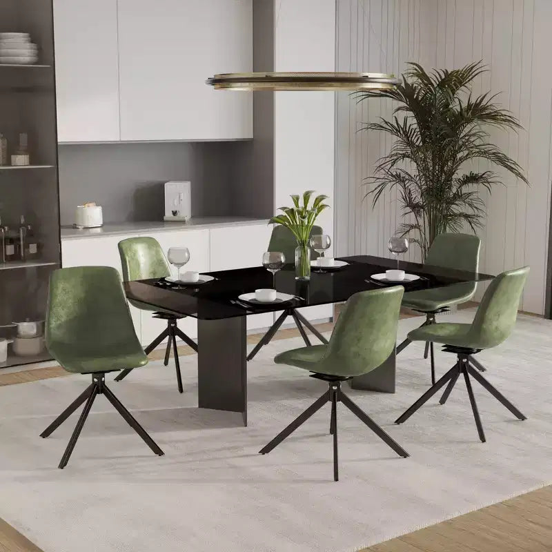 LeisureMod Markley Sedia da Pranzo Girevole in Pelle con Robuste Gambe in Ferro, Comoda Sedia Accent per Cucina, Sala da Pranzo o Ufficio, Set da 4