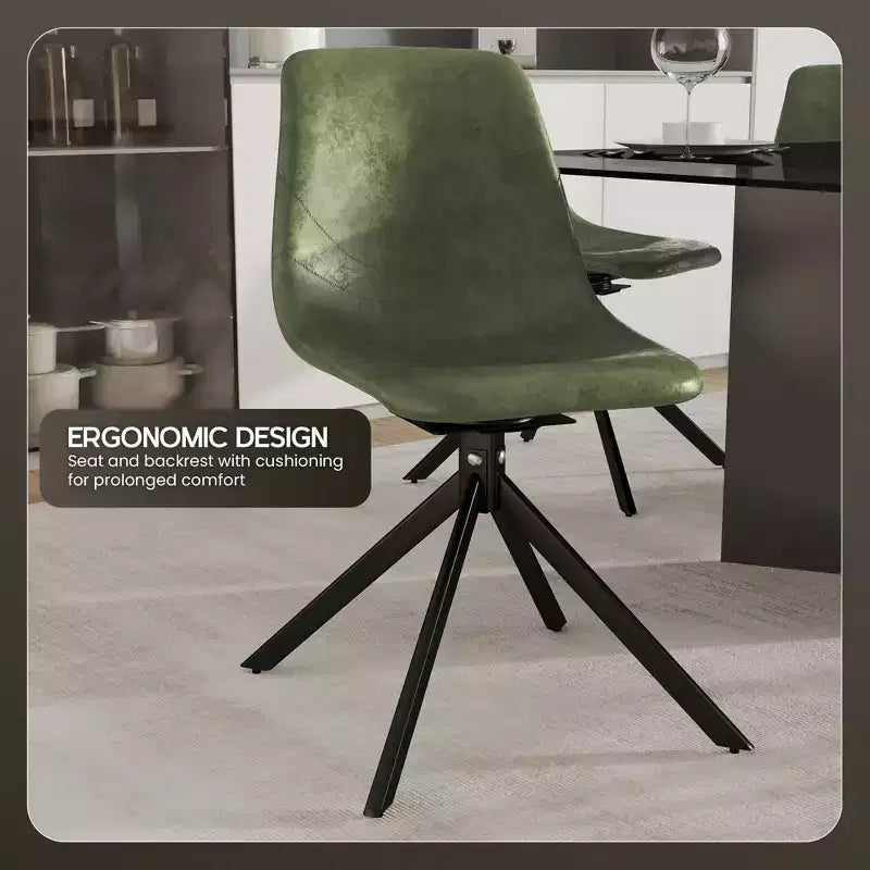 LeisureMod Markley Sedia da Pranzo Girevole in Pelle con Robuste Gambe in Ferro, Comoda Sedia Accent per Cucina, Sala da Pranzo o Ufficio, Set da 4