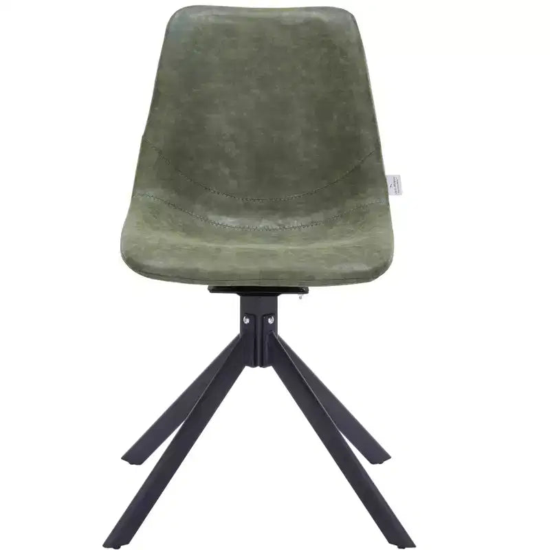 LeisureMod Markley Sedia da Pranzo Girevole in Pelle con Robuste Gambe in Ferro, Comoda Sedia Accent per Cucina, Sala da Pranzo o Ufficio, Set da 4