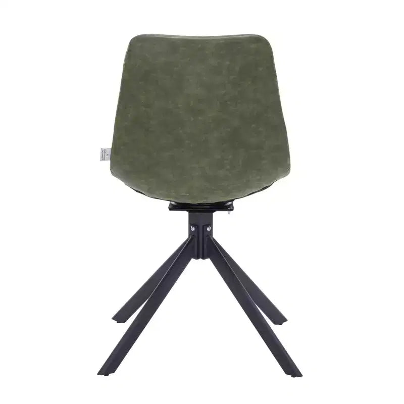 LeisureMod Markley Sedia da Pranzo Girevole in Pelle con Robuste Gambe in Ferro, Comoda Sedia Accent per Cucina, Sala da Pranzo o Ufficio, Set da 4