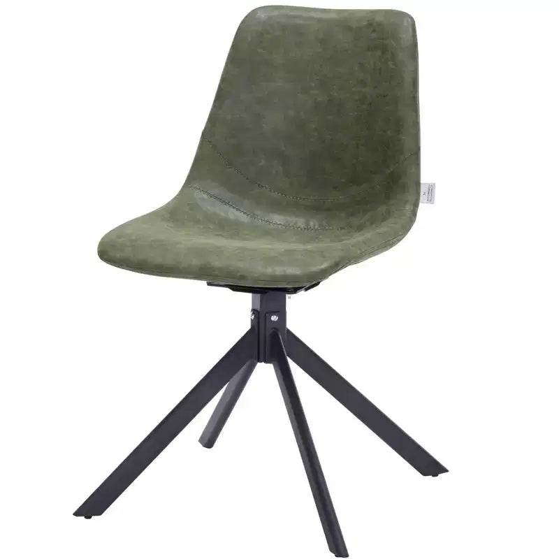 LeisureMod Markley Sedia da Pranzo Girevole in Pelle con Robuste Gambe in Ferro, Comoda Sedia Accent per Cucina, Sala da Pranzo o Ufficio, Set da 4