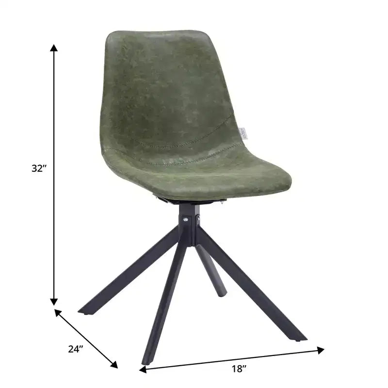 LeisureMod Markley Sedia da Pranzo Girevole in Pelle con Robuste Gambe in Ferro, Comoda Sedia Accent per Cucina, Sala da Pranzo o Ufficio, Set da 4