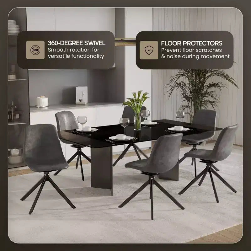 LeisureMod Markley Sedia da Pranzo Girevole in Pelle con Robuste Gambe in Ferro, Comoda Sedia Accent per Cucina, Sala da Pranzo o Ufficio, Set da 4