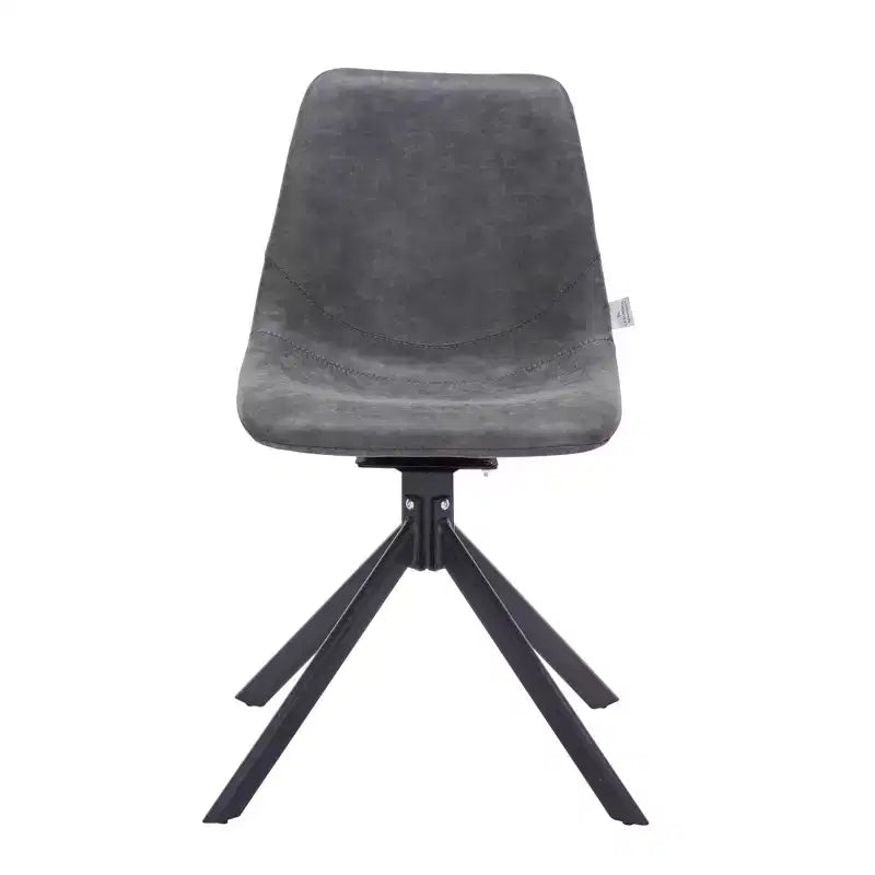 LeisureMod Markley Sedia da Pranzo Girevole in Pelle con Robuste Gambe in Ferro, Comoda Sedia Accent per Cucina, Sala da Pranzo o Ufficio, Set da 4