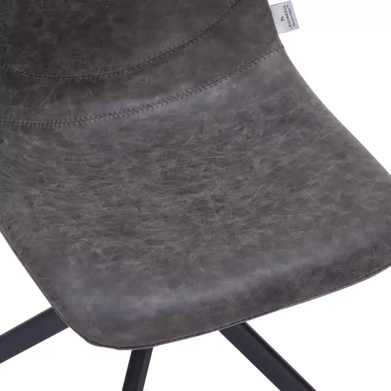 LeisureMod Markley Sedia da Pranzo Girevole in Pelle con Robuste Gambe in Ferro, Comoda Sedia Accent per Cucina, Sala da Pranzo o Ufficio, Set da 4