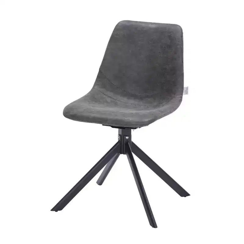 LeisureMod Markley Sedia da Pranzo Girevole in Pelle con Robuste Gambe in Ferro, Comoda Sedia Accent per Cucina, Sala da Pranzo o Ufficio, Set da 4
