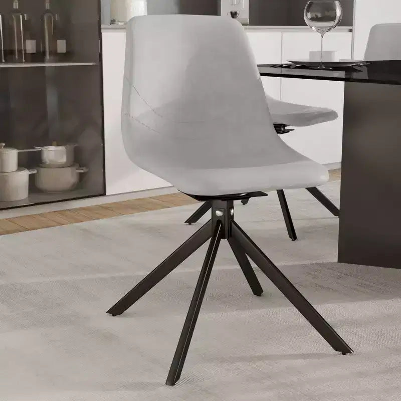LeisureMod Markley Sedia da Pranzo Girevole in Pelle con Robuste Gambe in Ferro, Comoda Sedia Accent per Cucina, Sala da Pranzo o Ufficio, Set da 4