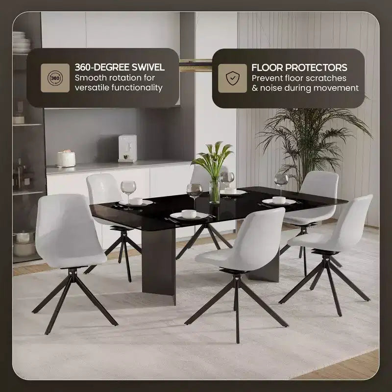LeisureMod Markley Sedia da Pranzo Girevole in Pelle con Robuste Gambe in Ferro, Comoda Sedia Accent per Cucina, Sala da Pranzo o Ufficio, Set da 4