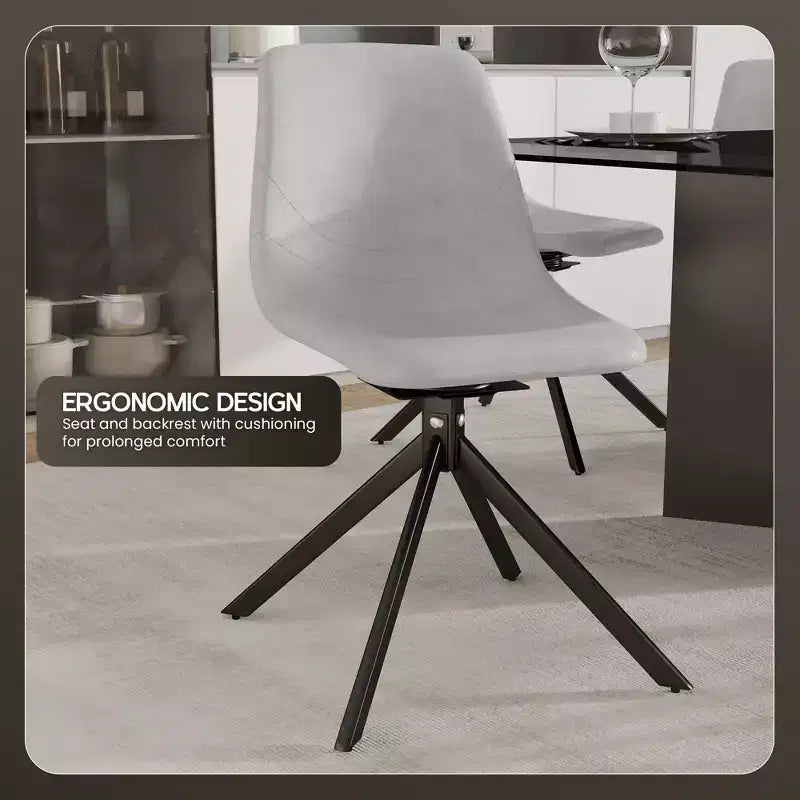 LeisureMod Markley Sedia da Pranzo Girevole in Pelle con Robuste Gambe in Ferro, Comoda Sedia Accent per Cucina, Sala da Pranzo o Ufficio, Set da 4