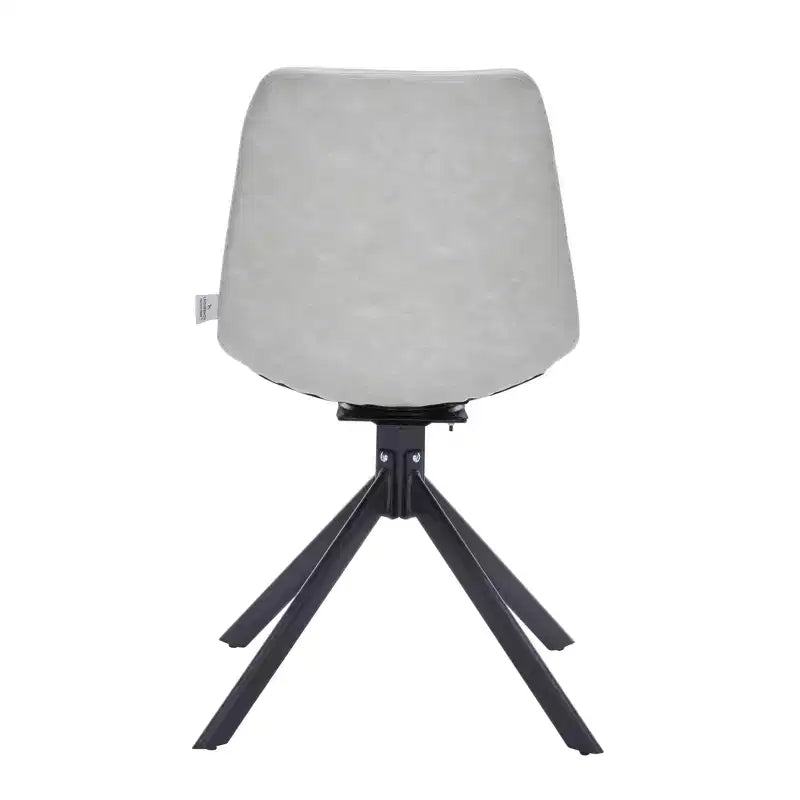 LeisureMod Markley Sedia da Pranzo Girevole in Pelle con Robuste Gambe in Ferro, Comoda Sedia Accent per Cucina, Sala da Pranzo o Ufficio, Set da 4