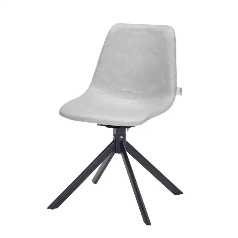 LeisureMod Markley Sedia da Pranzo Girevole in Pelle con Robuste Gambe in Ferro, Comoda Sedia Accent per Cucina, Sala da Pranzo o Ufficio, Set da 4