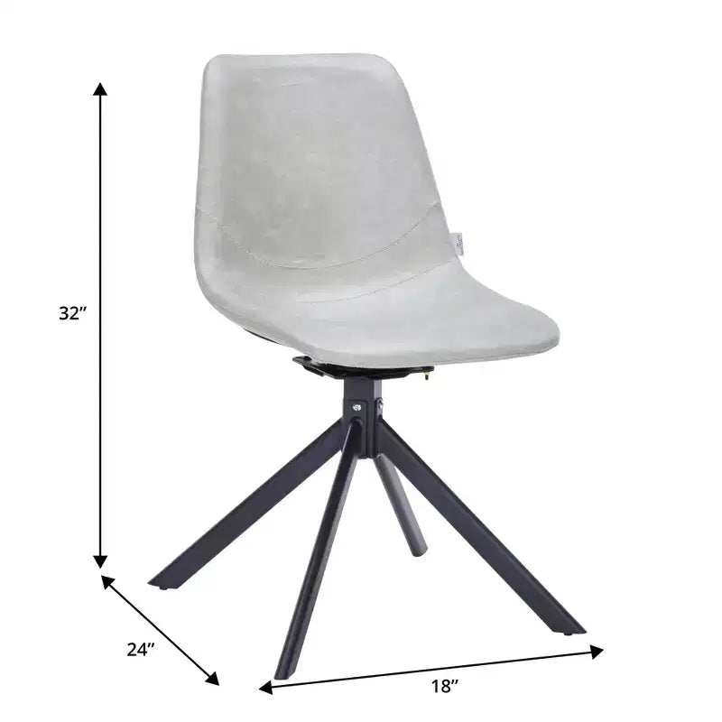 LeisureMod Markley Sedia da Pranzo Girevole in Pelle con Robuste Gambe in Ferro, Comoda Sedia Accent per Cucina, Sala da Pranzo o Ufficio, Set da 4