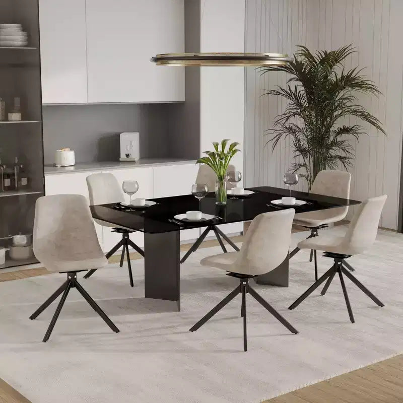 LeisureMod Markley Sedia da Pranzo Girevole in Pelle con Robuste Gambe in Ferro, Comoda Sedia Accent per Cucina, Sala da Pranzo o Ufficio, Set da 4