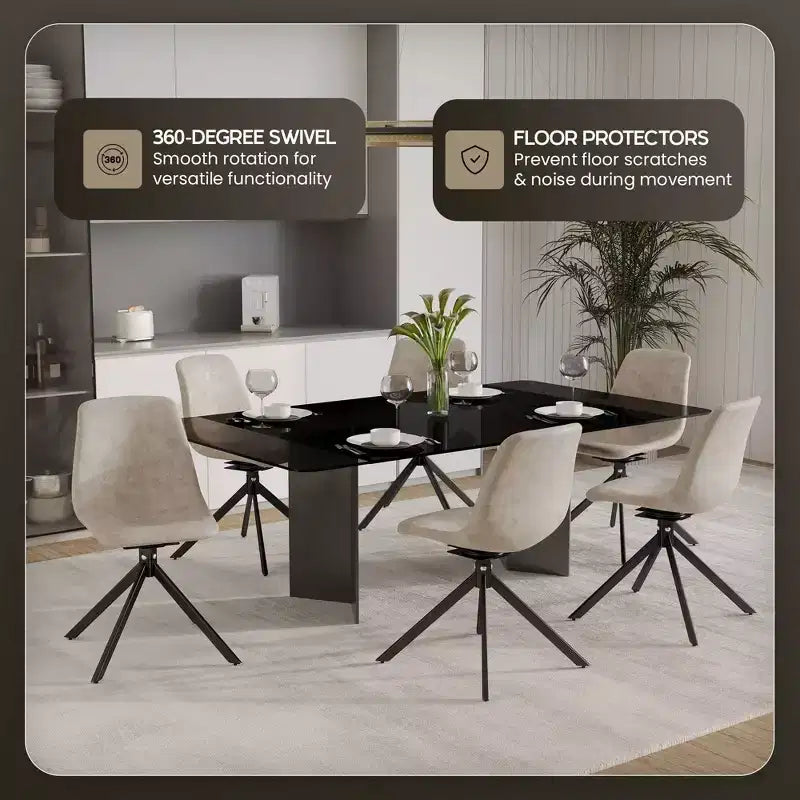 LeisureMod Markley Sedia da Pranzo Girevole in Pelle con Robuste Gambe in Ferro, Comoda Sedia Accent per Cucina, Sala da Pranzo o Ufficio, Set da 4