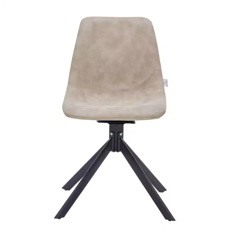 LeisureMod Markley Sedia da Pranzo Girevole in Pelle con Robuste Gambe in Ferro, Comoda Sedia Accent per Cucina, Sala da Pranzo o Ufficio, Set da 4