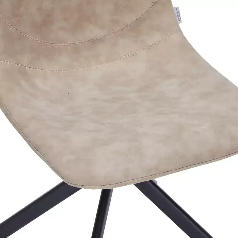 LeisureMod Markley Sedia da Pranzo Girevole in Pelle con Robuste Gambe in Ferro, Comoda Sedia Accent per Cucina, Sala da Pranzo o Ufficio, Set da 4