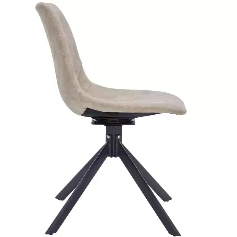 LeisureMod Markley Sedia da Pranzo Girevole in Pelle con Robuste Gambe in Ferro, Comoda Sedia Accent per Cucina, Sala da Pranzo o Ufficio, Set da 4