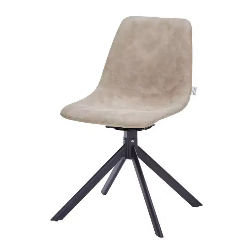 LeisureMod Markley Sedia da Pranzo Girevole in Pelle con Robuste Gambe in Ferro, Comoda Sedia Accent per Cucina, Sala da Pranzo o Ufficio, Set da 4