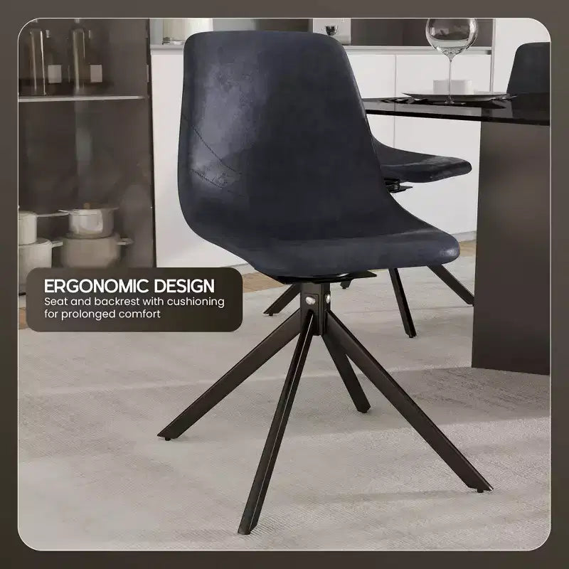 LeisureMod Markley Sedia da Pranzo Girevole in Pelle con Robuste Gambe in Ferro, Comoda Sedia Accent per Cucina, Sala da Pranzo o Ufficio, Set da 4