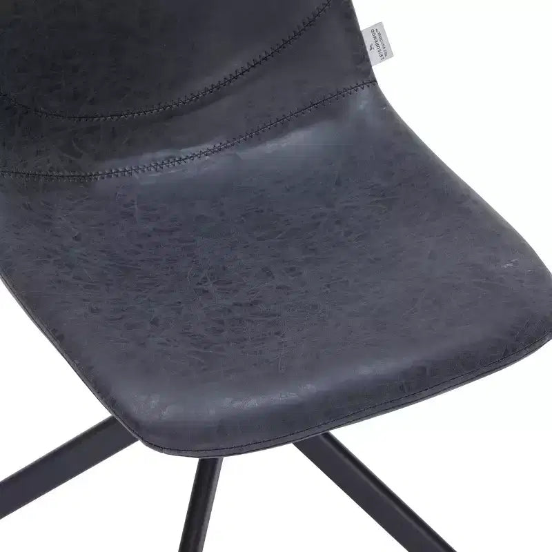 LeisureMod Markley Sedia da Pranzo Girevole in Pelle con Robuste Gambe in Ferro, Comoda Sedia Accent per Cucina, Sala da Pranzo o Ufficio, Set da 4
