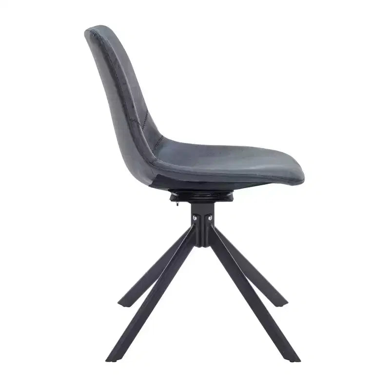 LeisureMod Markley Sedia da Pranzo Girevole in Pelle con Robuste Gambe in Ferro, Comoda Sedia Accent per Cucina, Sala da Pranzo o Ufficio, Set da 4