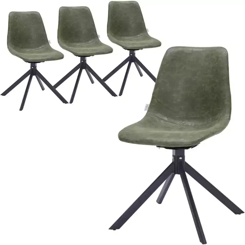 LeisureMod Markley Sedia da Pranzo Girevole in Pelle con Robuste Gambe in Ferro, Comoda Sedia Accent per Cucina, Sala da Pranzo o Ufficio, Set da 4