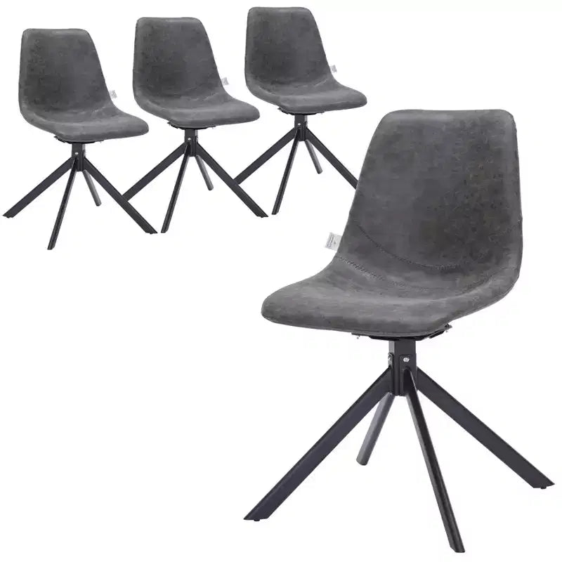 LeisureMod Markley Sedia da Pranzo Girevole in Pelle con Robuste Gambe in Ferro, Comoda Sedia Accent per Cucina, Sala da Pranzo o Ufficio, Set da 4