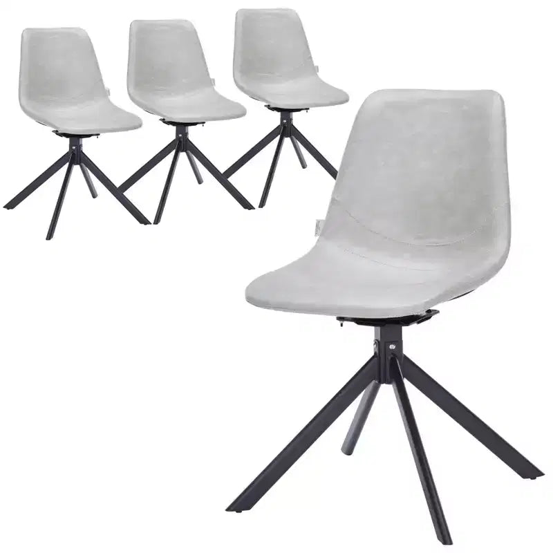 LeisureMod Markley Sedia da Pranzo Girevole in Pelle con Robuste Gambe in Ferro, Comoda Sedia Accent per Cucina, Sala da Pranzo o Ufficio, Set da 4