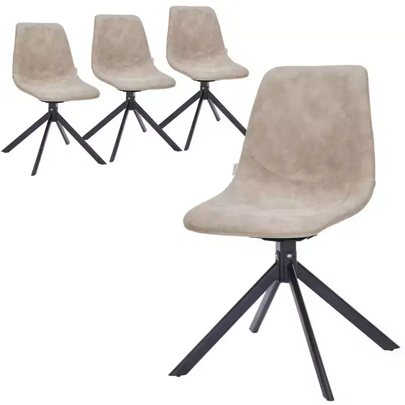 LeisureMod Markley Sedia da Pranzo Girevole in Pelle con Robuste Gambe in Ferro, Comoda Sedia Accent per Cucina, Sala da Pranzo o Ufficio, Set da 4