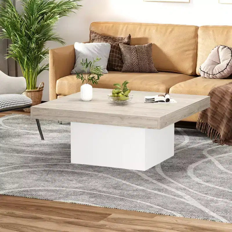 Tavolino da caffè quadrato, 35 pollici, stile moderno, adatto per uffici domestici, appartamenti, sale lettura, facile da montare.