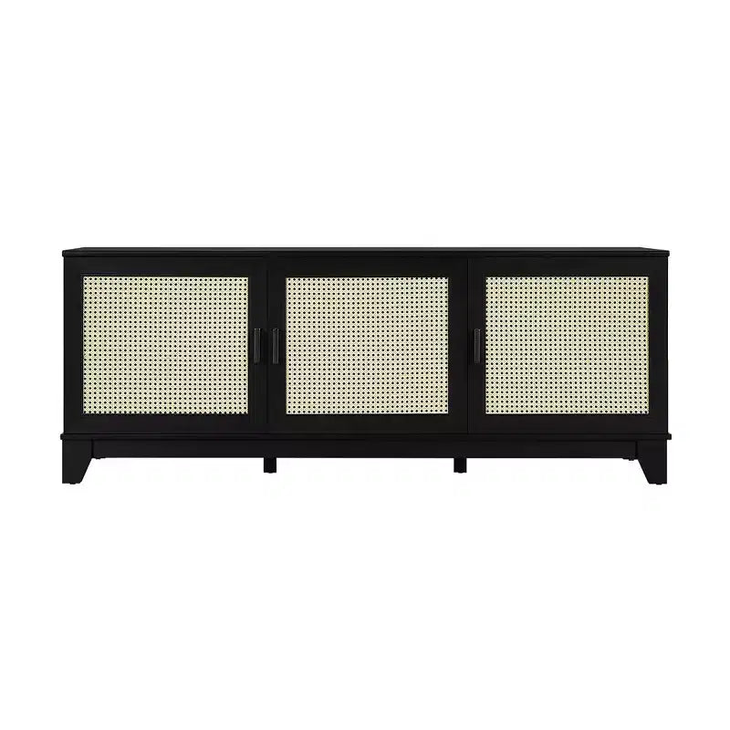 GDFStudio Stefan 63 Mobile TV Moderno in Rattan e Legno con 3 Ante a Chiusura Ammortizzata
