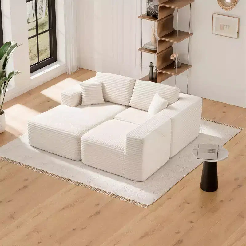 PexFix 104 Divano sezionale modulare oversize con penisola a L, divano moderno imbottito Cloud con cuscini decorativi per soggiorno camera da letto, beige