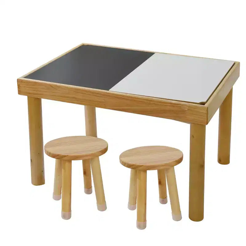Whisen Tavolo Sedie per Bambini, Secchielli Pieghevoli, Superficie Liscia Lavabile, Facile da Montare per Gioco Interno/Esterno - Legno